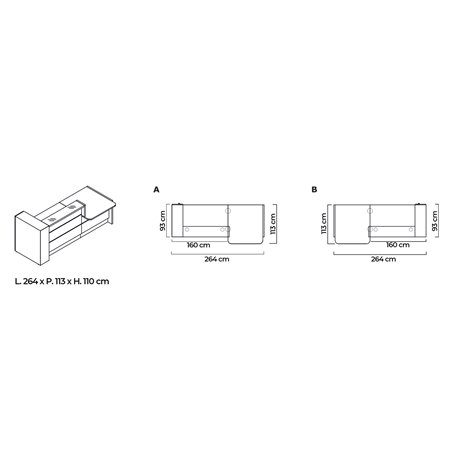 Bancone reception lineare con desk - Valde